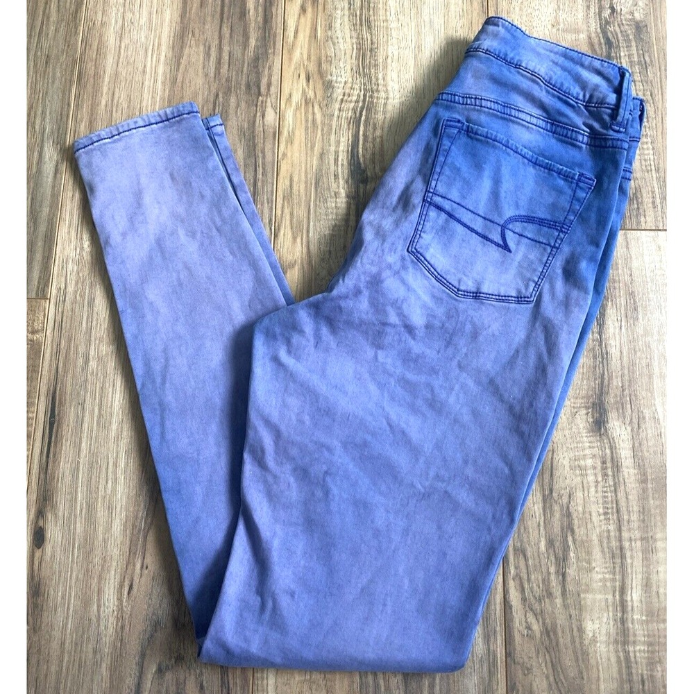 NWT American Eagle Womens Stretch Sky High Jegging Jeans Technicolor Blue Sz 2